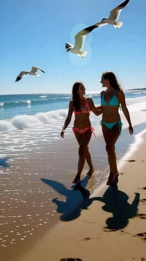 AI Video from prompt: 2 girls in bikini at the beach
