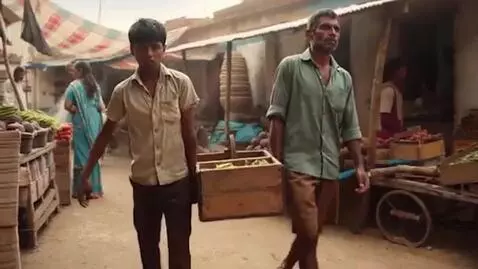 AI Video from prompt: A small village near the sea wakes up early in t