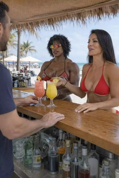 AI Video from prompt: They order cocktails, talk, and laugh, the camer