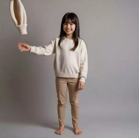 AI Video from prompt: the figure throws his hat to the left and places