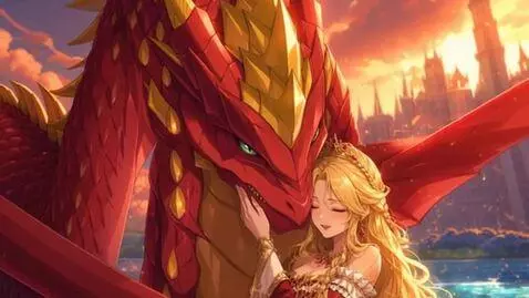 AI Video from prompt: Bring this photo to life beauty and the dragon f
