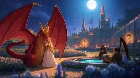 AI Video from prompt: Bring this photo to life beauty and the dragon a