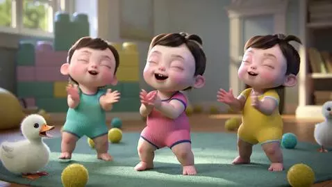 AI Video from prompt: Cute babies like the uploaded image performing v