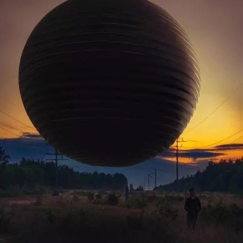 AI Video from prompt: A large UFO orb flies into the sky and teleports