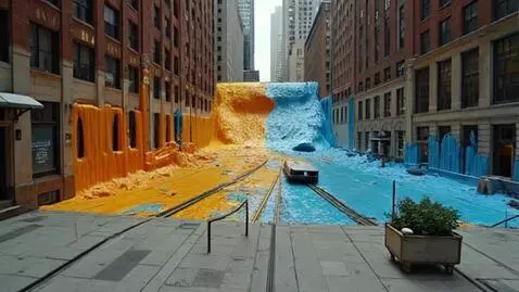 AI Video from prompt: NYC melts Dali style like melting wax., Dali lik