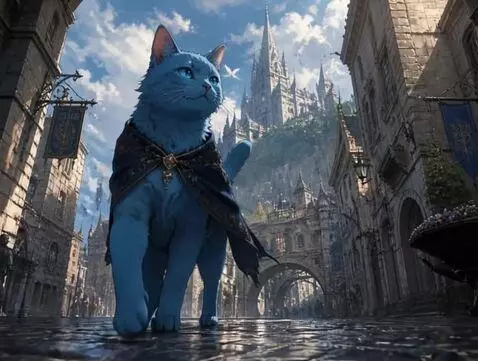 AI Video from prompt: A cat walks through the city