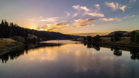 AI Video from prompt: Sunset on the river