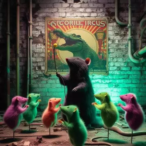 AI Video from prompt: The big gray rat slowly waves the wand. The litt