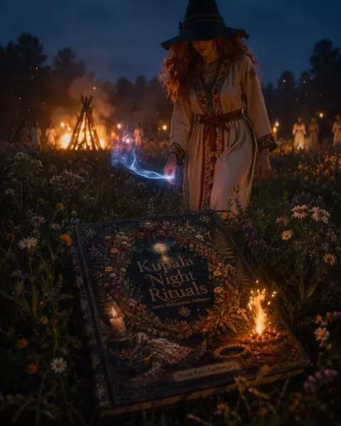 AI Video from prompt: A cinematic mystical Slavic folklore scene at ni