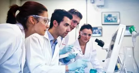 AI Video from prompt: Scientists look at screens