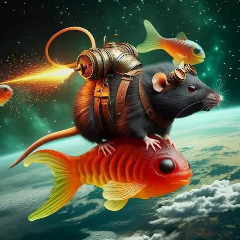 AI Video from prompt: The rat's jetpack sparks and flames out the back
