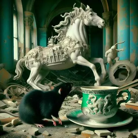 AI Video from prompt: The rat stands on its hind legs and watches hors
