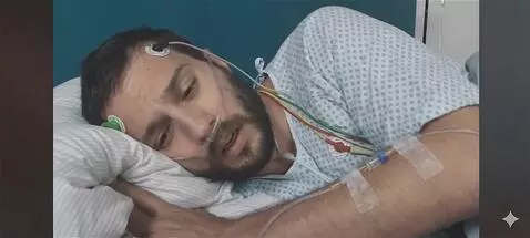 AI Video from prompt: The patient struggles to catch his breath