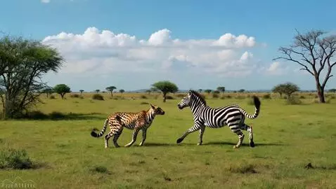 AI Video from prompt: Savannah. A cheetah runs at high speed after a z