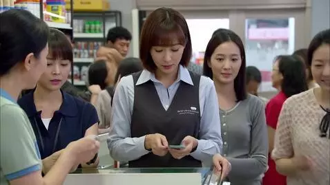 AI Video from prompt: Look at woman with many customers