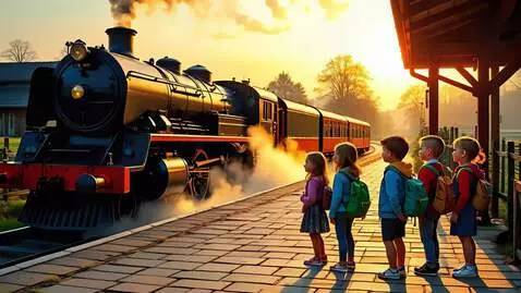 AI Video from prompt: An old vintage steam train slowly enters the sta
