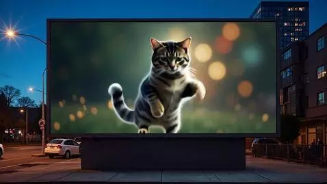 AI Video from prompt: Dancing cat on the billboard