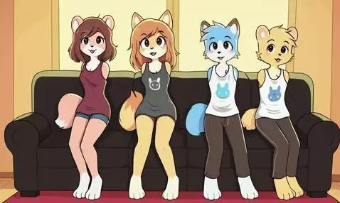AI Video from prompt: The armless furries getting up from the sofa and