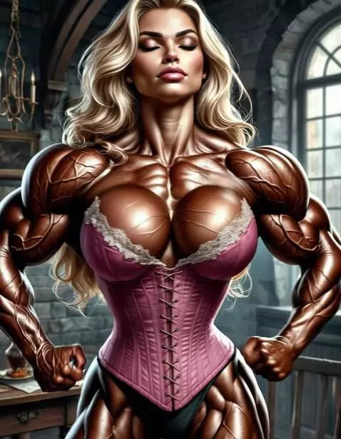 AI Video from prompt: Bodybuilder female flexing muscles, massive musc