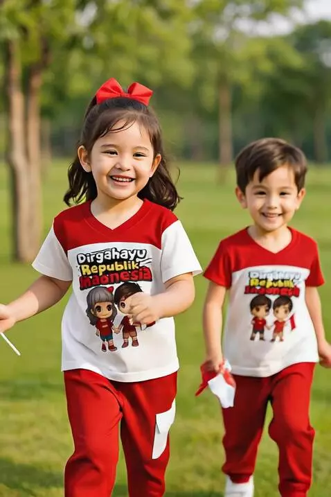 AI Video from prompt: Scene of two happy Indonesian children (a girl w