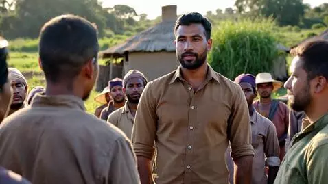 AI Video from prompt: An handsome African farmer addressing is workers
