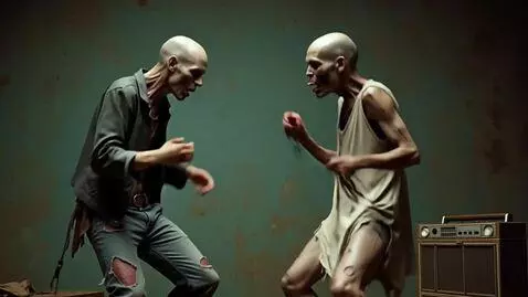 AI Video from prompt: Un Pareja de zombies bailan rock