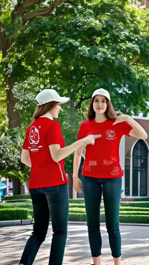 AI Video from prompt: Two Indonesian female models are standing in an 