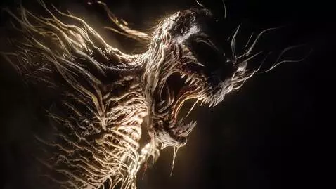 AI Video from prompt: The dark hellish creature snarls and nashes it's
