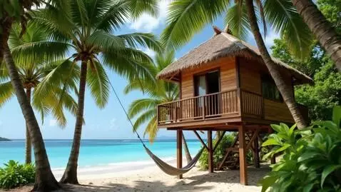 AI Video from prompt: Tropical treehouse near the beach