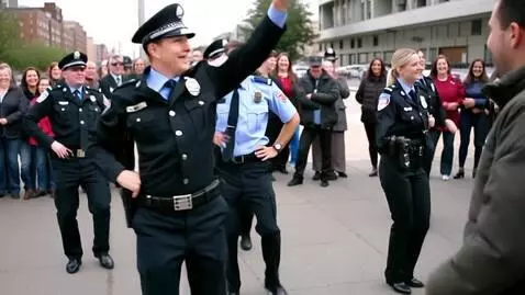 AI Video from prompt: Police convoy dance with onlookers