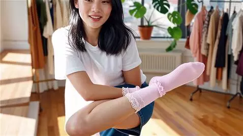 AI Video from prompt: A cute 20-something woman in a tight T-shirt and
