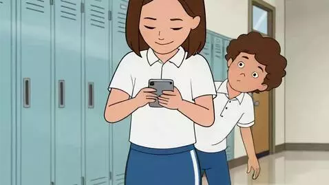 AI Video from prompt: A 18 yo skinny girl, standing, in school corrido