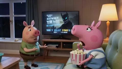 AI Video from prompt: Peppa pig's say dad. Can I watch sky reeve movie