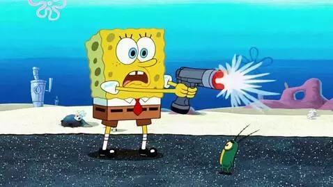 AI Video from prompt: Spongebob kills Plankton with a Gun. Spongebob S