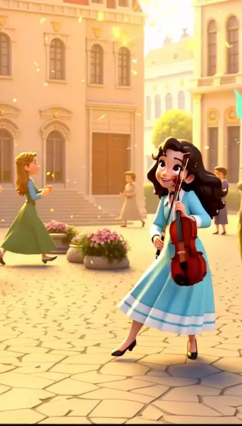 AI Video from prompt: Exuberant celebration scene in the town plaza. Z