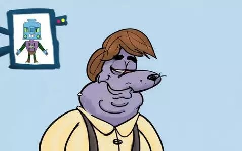 AI Video from prompt: A fat gray cartoon seal stands in the center of 