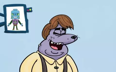 AI Video from prompt: A fat gray cartoon seal stands in the center of 