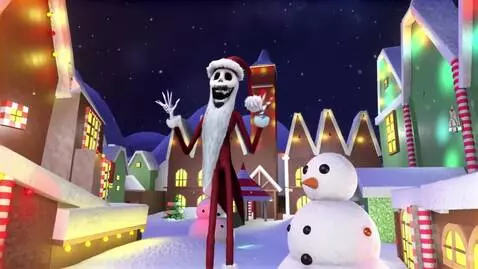 AI Video from prompt: Jack Skellington as a Santa Claus outfit at the 