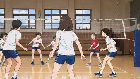 AI Video from prompt: A 19 yo skinny girl, in school sports court, whi