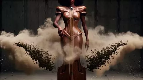 AI Video from prompt: [SCENE] A goddess with a sculptural walnut-wood 