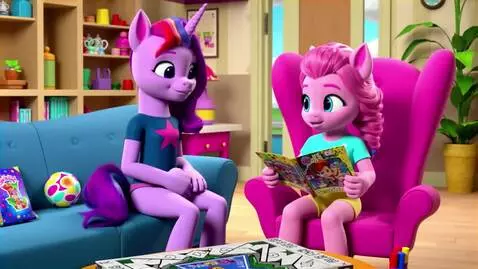 AI Video from prompt: Twilight Sparkle and Pinkie Pie playing Monopoly
