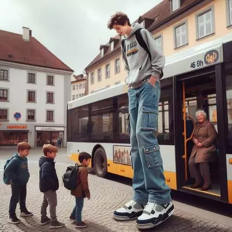 AI Video from prompt: the tallest boy comes close to the children stan