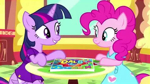 AI Video from prompt: Twilight Sparkle and Pinkie Pie playing Monopoly