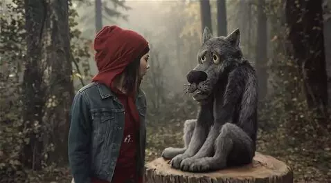 AI Video from prompt: A girl is walking through the forest and sees a 