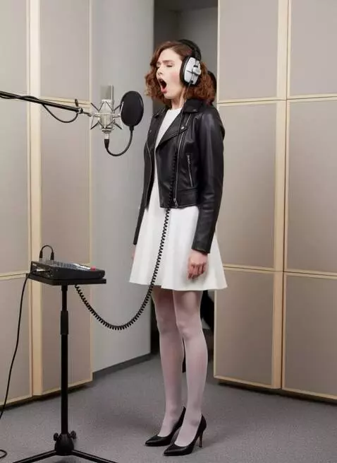 AI Video from prompt: Suddenly, the studio door opens, , the sound eng