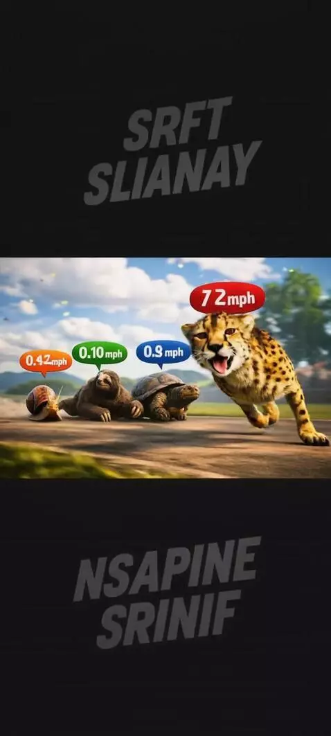 AI Video from prompt: Vertical side‑view race scene — cheetah far ahea