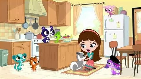AI Video from prompt: Blythe Baxter and pet animals are making an 8-bi