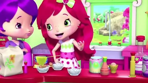 AI Video from prompt: Strawberry Shortcake and Cherry Jam are making a