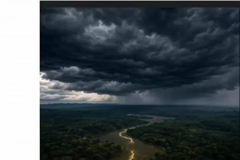 AI Video from prompt: Cinematic aerial view of the Peruvian Amazon bef