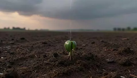 AI Video from prompt: A vast empty landscape at dawn. A single small s